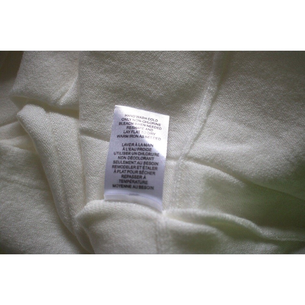 TAHARI Womens Size S/P Long Sleeve Windowpane Lightweight Grid Sweater White - Picture 10 of 10